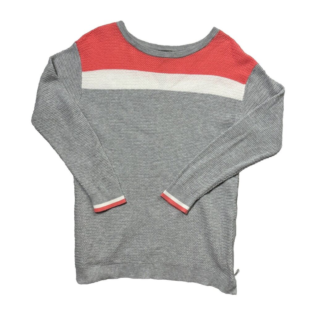 T by Talbots Women Mp Sweater Herringbone Knit Tricolor Fall Casual Outdoors
